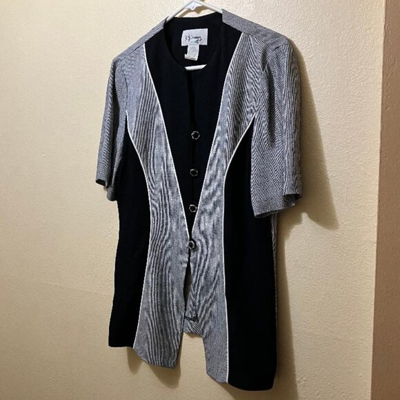 Vintage D.J. Summers Women's Black/Gray Button Front Shirt Blazer Blouse Size 8 - Picture 1 of 3